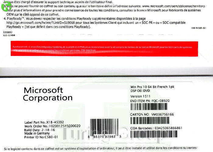 Computer System Windows 10 Professional OEM / Office 365 Product Key Card