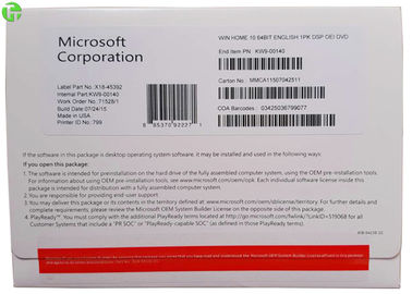 Microsoft Windows 10 Home / Pro OEM 64 Bit Package Software DVD + COA License