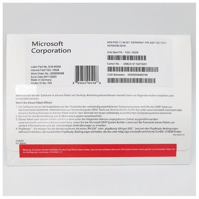 Official Microsoft Windows 11 Pro German DVD OEM System Builder 64-Bit License for Professional Use