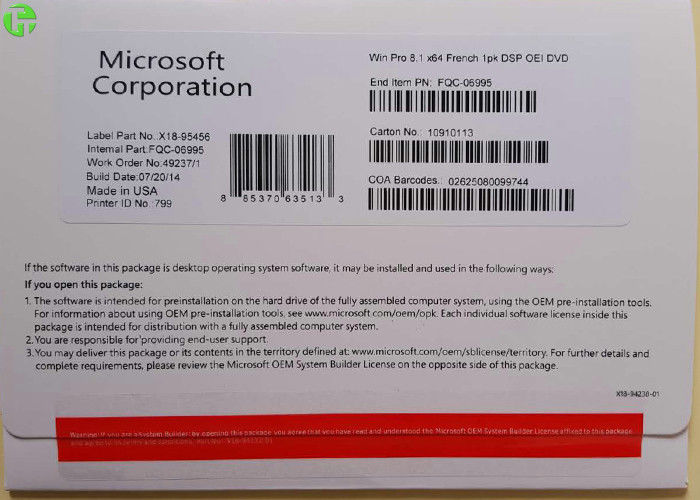 Computer System Software Retail Pack Windows 8.1 Pro Product Key Code