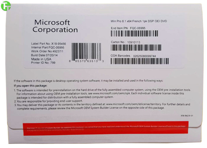 Lifetime Ativation Guarantee Windows 8.1 Pro Pack OEM Package Original Microsoft Factory Sealed