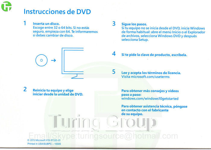 Microsoft Win 10 Pro OEM Spanish Langauge 64 Bit DVD with OEM Key Card Activation Online