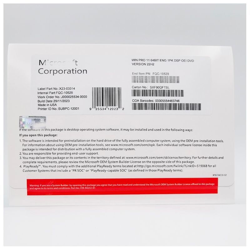 Windows 11 Pro OEM License Key ，64-Bit For Business & Gaming, Lifetime Activation, Enhanced Security & Performance 