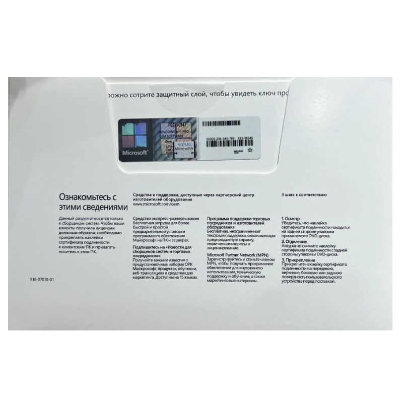 Windows 11 Professional OEM Russian Version DVD pack personal user