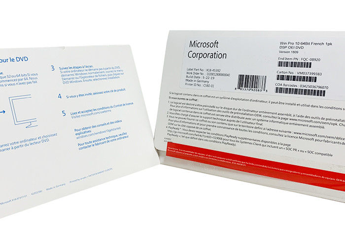 Microsoft Windows 10 Pro OEM 64 Bit English / French Product Key Code